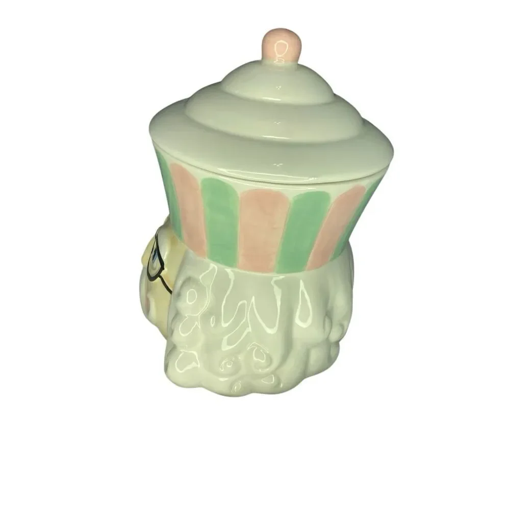 Vintage Christmas Nutcracker Head Cookie Jar Ceramic Canister Holiday Pastel